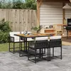 Image de vidaXL Ensemble à manger de jardin coussins 5pcs Noir Résine tressée