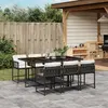 Image de vidaXL Ensemble à manger de jardin coussins 7pcs Noir Résine tressée