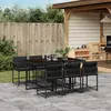Image de vidaXL Ensemble à manger de jardin coussins 7pcs Noir Résine tressée