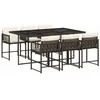 Image de vidaXL Ensemble à manger de jardin et coussins 7 pcs marron rotin