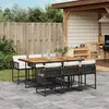 Image de vidaXL Ensemble à manger de jardin coussins 7pcs Noir Résine tressée