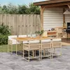 Image de vidaXL Ensemble à manger de jardin et coussins 7 pcs beige poly rotin