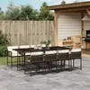 Image de vidaXL Ensemble à manger de jardin et coussins 9 pcs marron poly rotin