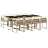 Image de vidaXL Ensemble à manger de jardin et coussins 9 pcs beige Poly rotin