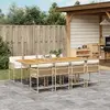 Image de vidaXL Ensemble à manger de jardin et coussins 9 pcs beige Poly rotin