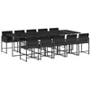 Image de vidaXL Ensemble à manger de jardin 11 pcs coussins noir résine tressée