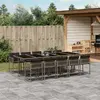 Image de vidaXL Ensemble à manger de jardin 11pcs avec coussins gris poly rotin