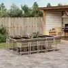 Image de vidaXL Ensemble à manger de jardin et coussins 11 pcs mélange beige