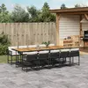Image de vidaXL Ensemble à manger de jardin 11 pcs coussins noir résine tressée