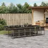 Image de vidaXL Ensemble à manger de jardin coussins 13 pcs gris résine tressée