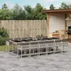 Image de vidaXL Ensemble à manger de jardin et coussins 13 pcs gris clair rotin
