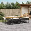 Image de vidaXL Ensemble à manger de jardin 13 pcs coussins noir résine tressée