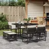 Image de vidaXL Ensemble à manger de jardin 9pcs coussins noir résine tressée