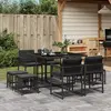 Image de vidaXL Ensemble à manger de jardin 9pcs coussins noir résine tressée