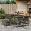 Image de vidaXL Ensemble à manger de jardin 9 pcs coussins gris résine tressée