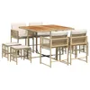 Image de vidaXL Ensemble à manger de jardin et coussins 9 pcs beige Poly rotin