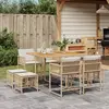 Image de vidaXL Ensemble à manger de jardin et coussins 9 pcs beige Poly rotin