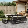 Image de vidaXL Ensemble à manger de jardin 11 pcs coussins noir résine tressée