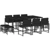 Image de vidaXL Ensemble à manger de jardin 11 pcs coussins noir résine tressée