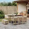 Image de vidaXL Ensemble à manger de jardin et coussins 11 pcs beige poly rotin
