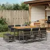 Image de vidaXL Ensemble à manger de jardin 11pcs avec coussins gris poly rotin