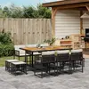 Image de vidaXL Ensemble à manger de jardin 11 pcs coussins noir résine tressée