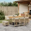 Image de vidaXL Ensemble à manger de jardin et coussins 11 pcs beige poly rotin