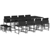 Image de vidaXL Ensemble à manger de jardin 13 pcs coussins noir résine tressée