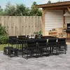 Image de vidaXL Ensemble à manger de jardin 13 pcs coussins noir résine tressée