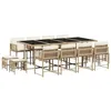 Image de vidaXL Ensemble à manger de jardin et coussins 13 pcs beige