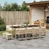 Image de vidaXL Ensemble à manger de jardin et coussins 13 pcs beige
