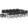 Image de vidaXL Ensemble à manger de jardin 15 pcs coussins noir résine tressée