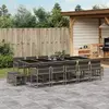 Image de vidaXL Ensemble à manger de jardin 15 pcs coussins gris résine tressée