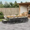 Image de vidaXL Ensemble à manger de jardin 15 pcs coussins noir résine tressée