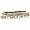 Image de vidaXL Ensemble à manger de jardin et coussins 17 pcs beige