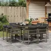 Image de vidaXL Ensemble à manger de jardin 9 pcs coussins gris résine tressée