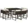 Image de vidaXL Ensemble à manger de jardin et coussins 9 pcs marron poly rotin