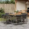 Image de vidaXL Ensemble à manger de jardin 9 pcs coussins gris résine tressée