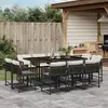 Image de vidaXL Ensemble à manger de jardin 11 pcs coussins noir résine tressée
