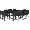 Image de vidaXL Ensemble à manger de jardin 11 pcs coussins noir résine tressée