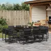Image de vidaXL Ensemble à manger de jardin 11 pcs coussins noir résine tressée