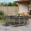 Image de vidaXL Ensemble à manger de jardin 11pcs avec coussins gris poly rotin