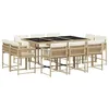 Image de vidaXL Ensemble à manger de jardin et coussins 11 pcs beige poly rotin