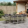 Image de vidaXL Ensemble à manger de jardin 11pcs avec coussins gris poly rotin