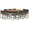 Image de vidaXL Ensemble à manger de jardin 11pcs avec coussins gris poly rotin