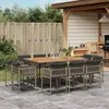 Image de vidaXL Ensemble à manger de jardin 11pcs avec coussins gris poly rotin