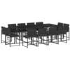 Image de vidaXL Ensemble à manger de jardin 13 pcs coussins noir résine tressée