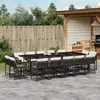 Image de vidaXL Ensemble à manger de jardin 15 pcs coussins noir résine tressée