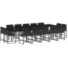 Image de vidaXL Ensemble à manger de jardin 15 pcs coussins noir résine tressée
