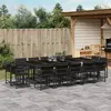 Image de vidaXL Ensemble à manger de jardin 15 pcs coussins noir résine tressée